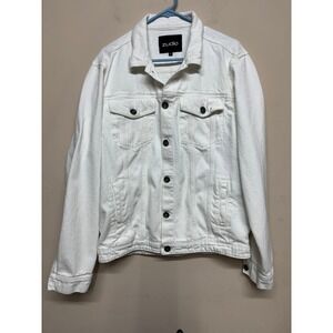 Zudio White Denim Jacket XXL Classic Trucker Button Front Oversized Layering
